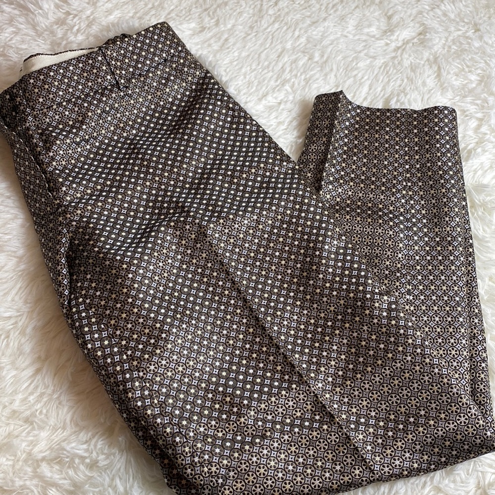 J. Crew Black and Cream Patterned Cropped Pants